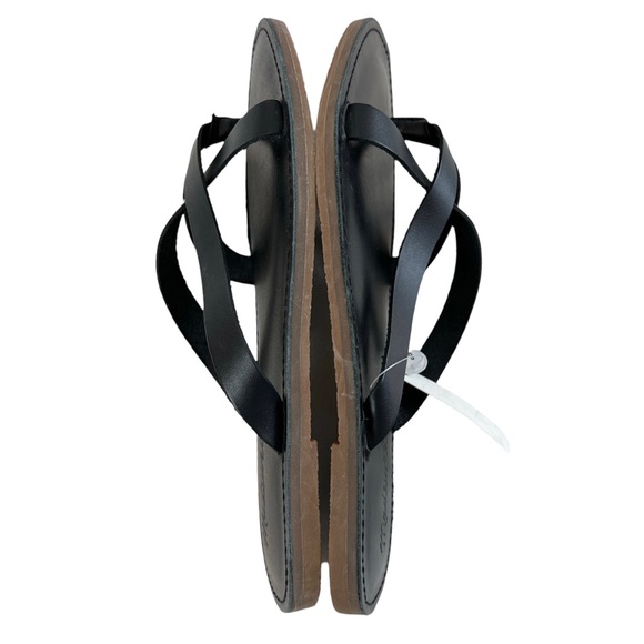 Madewell The Boardwalk Thong in Leather True Black Size 8.5 - Picture 7 of 13